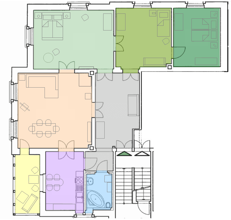 Raumaufteilung von der Villa Thoss